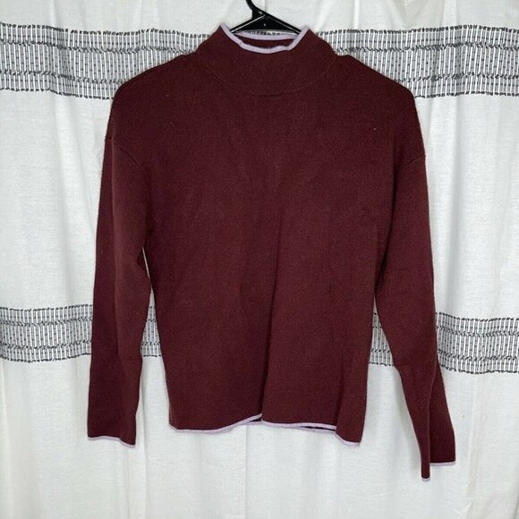 Anthropologie Lizzie Mock Neck Sweater XS | Burgundy Knit Pullover Cozy Fall - Picture 8 of 14